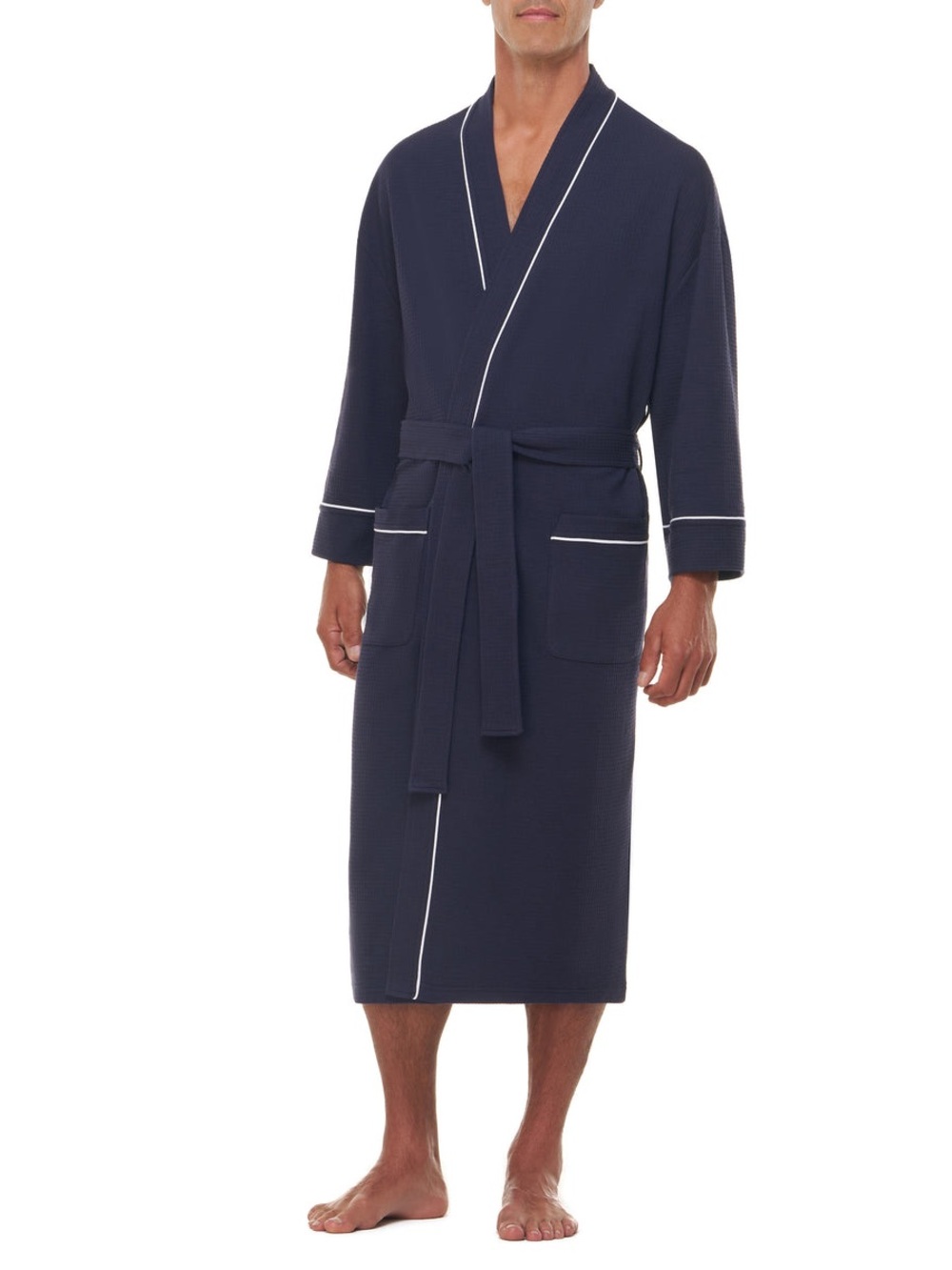 NWT Majestic International Knit Waffle Kimono Robe Navy Size M/L